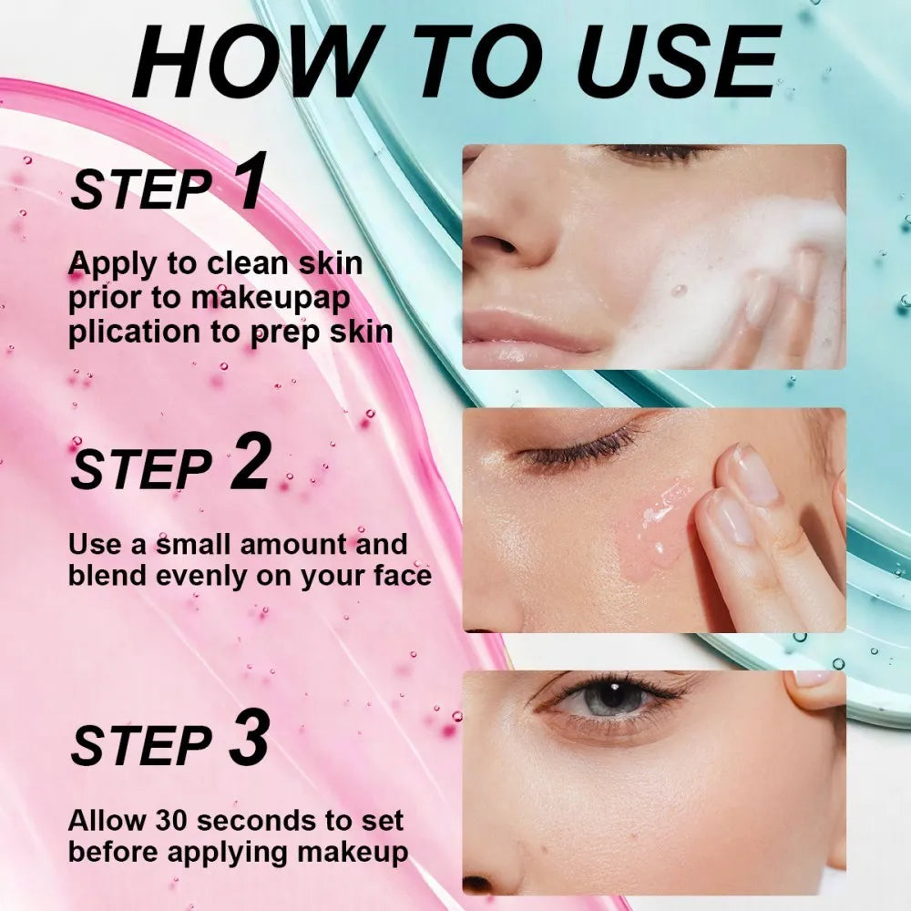 Priming Gel Moisturizing Pore Refining Formula for Smooth Makeup Application Prevents Powder from Caking or Settling Into Pores